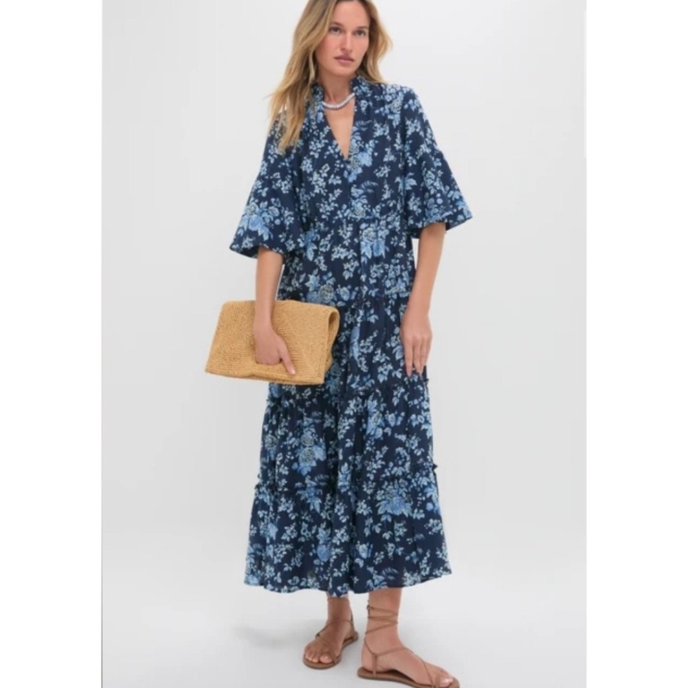 Tuckernuck Womens Twilight Garden Jenna Blue Floral Maxi Dress Sz L NWT - Picture 2 of 12